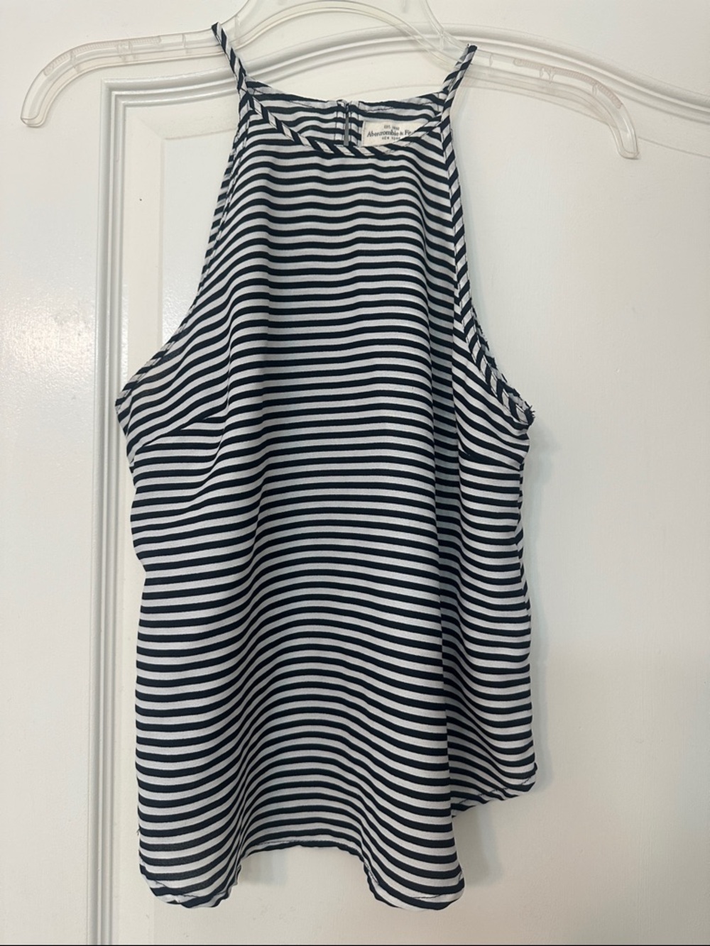 Abercrombie & Fitch Navy and White Striped Spaghetti Strap Tank